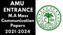 Amu Entrance M.A Mass Comm 2021-2024